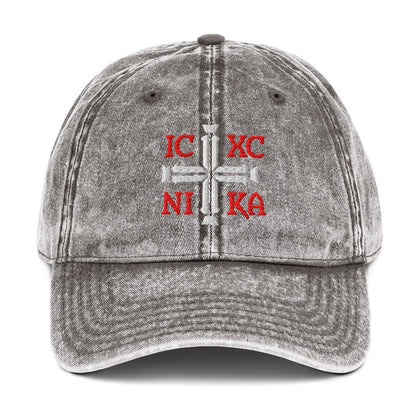 IC XC NIKA Jesus Christ Conquers Cross Emblem Embroidered Vintage Cotton Twill Cap - Inken Image