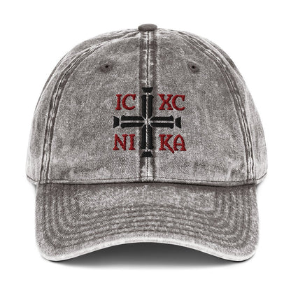 IC XC NIKA Jesus Christ Conquers Cross Emblem Embroidered Vintage Cotton Twill Cap - Inken Image