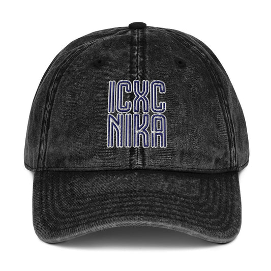ICXC NIKA, Jesus Christ Victorious, Christian Flat Embroidered Vintage Cotton Twill Cap - Inken Image