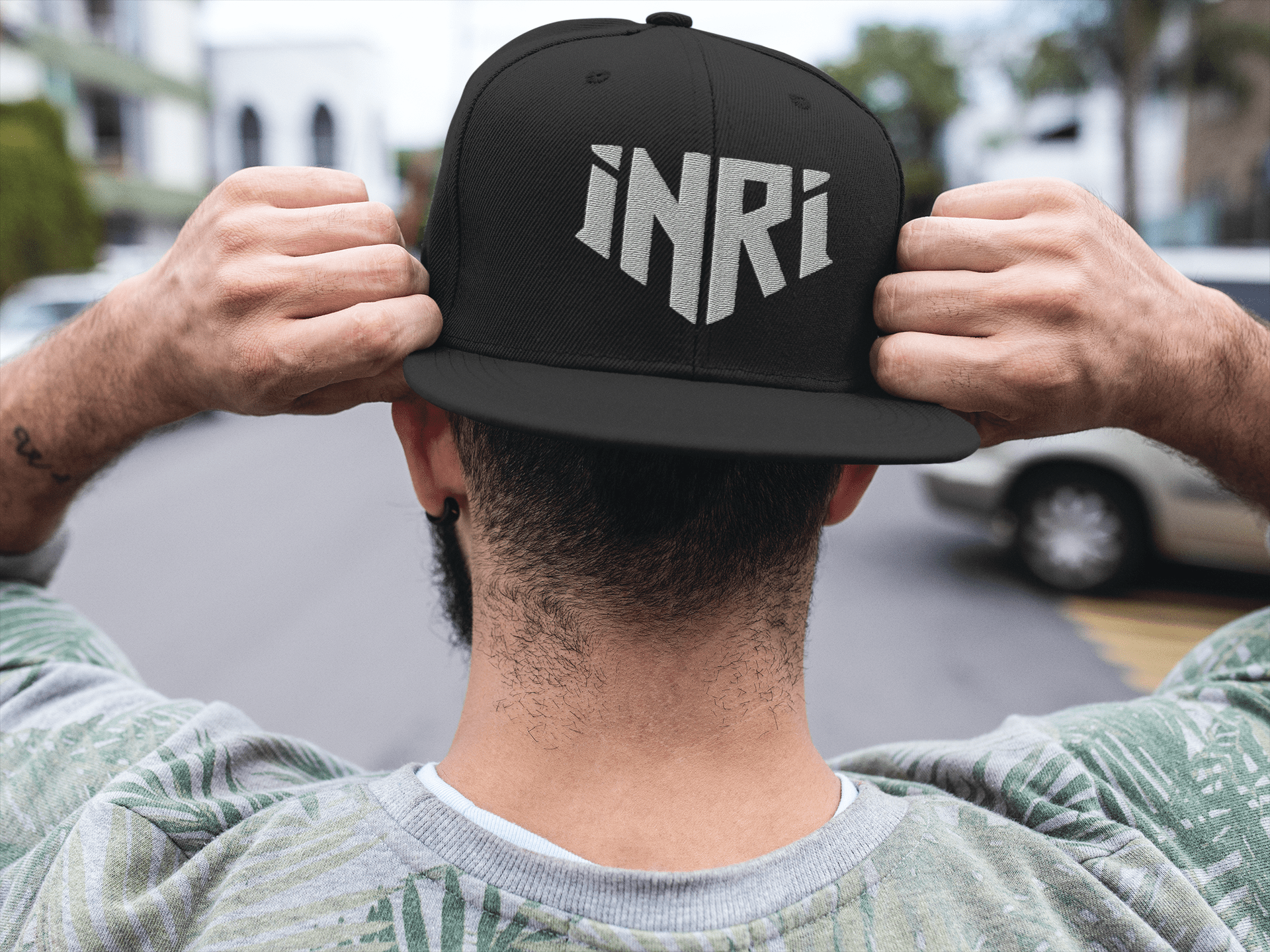 INRI Sacred Name Crest 3D Puff Embroidered Snapback - Inken Image
