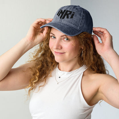 INRI Sacred Name Crest 3D Puff Embroidered Vintage Cotton Twill Cap - Inken Image
