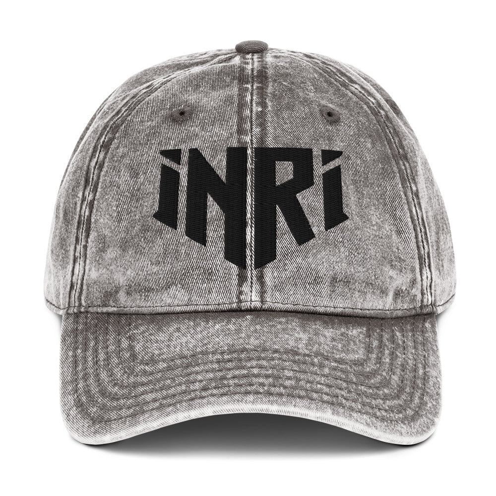 INRI Sacred Name Crest 3D Puff Embroidered Vintage Cotton Twill Cap - Inken Image