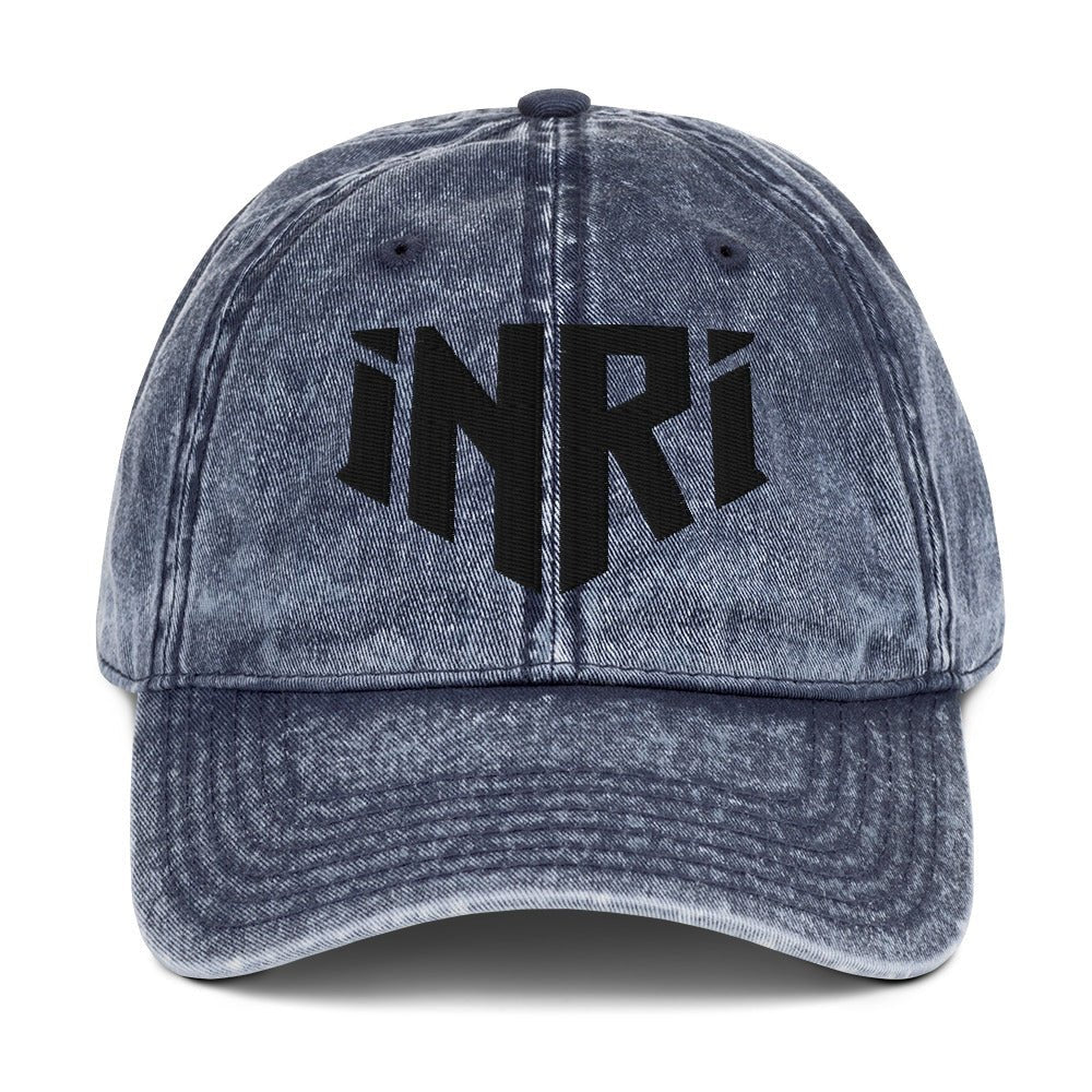 INRI Sacred Name Crest 3D Puff Embroidered Vintage Cotton Twill Cap - Inken Image