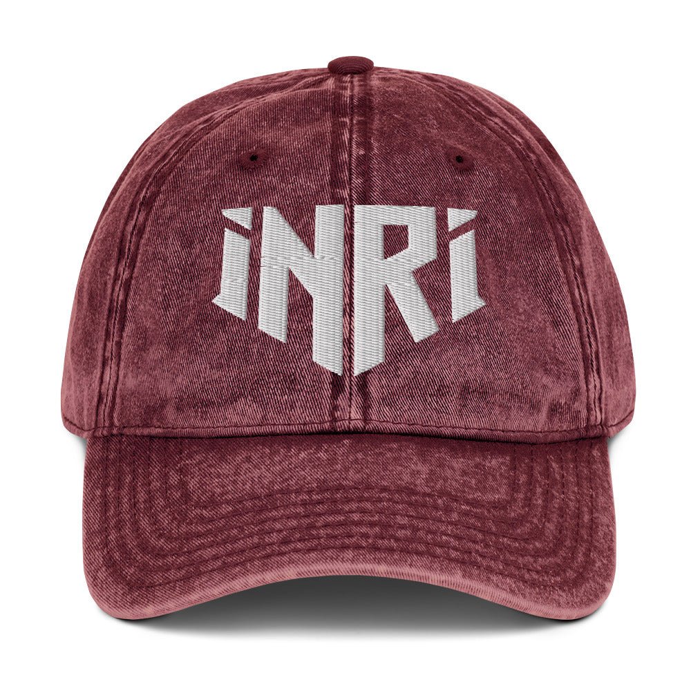 INRI Sacred Name Crest 3D Puff Embroidered Vintage Cotton Twill Cap - Inken Image