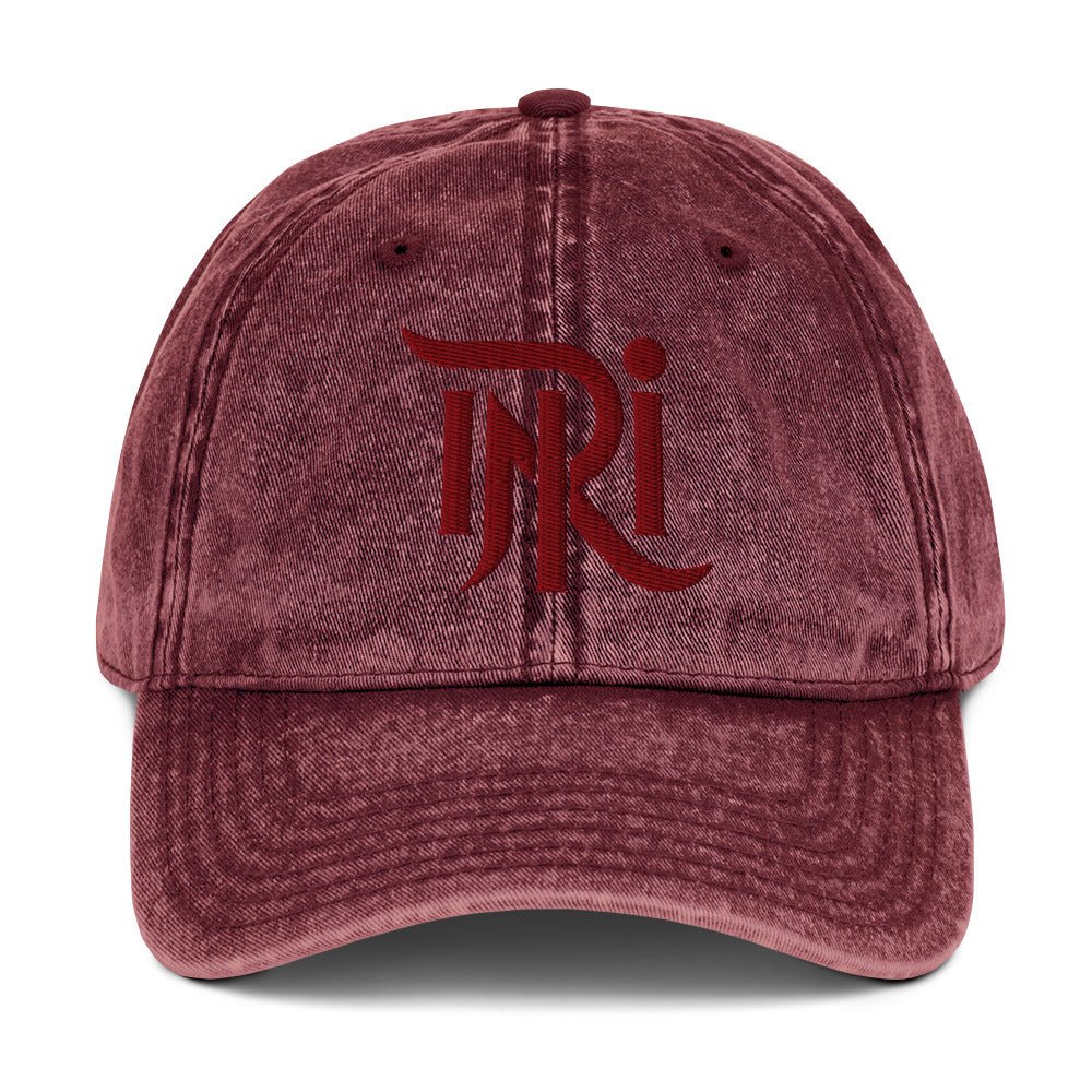 INRI Sacred Name Stylized 3D Puff Embroidered Vintage Cotton Twill Cap - Inken Image