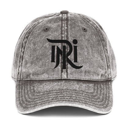 INRI Sacred Name Stylized 3D Puff Embroidered Vintage Cotton Twill Cap - Inken Image