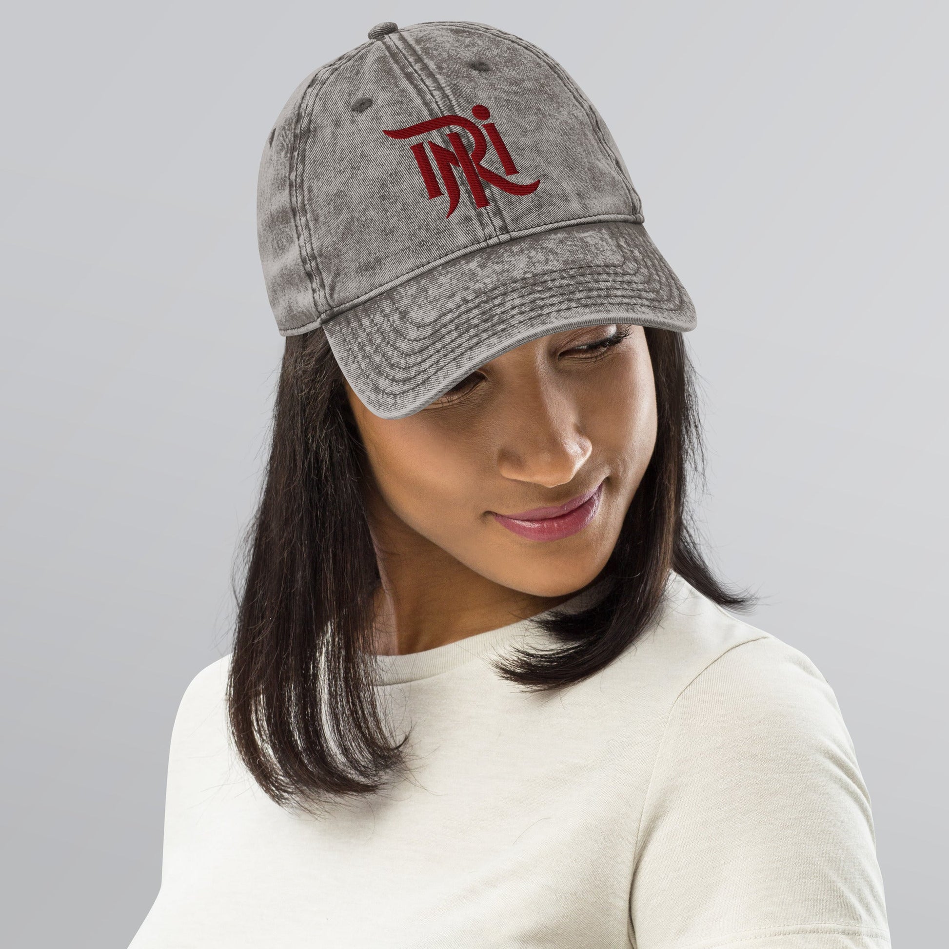 INRI Sacred Name Stylized 3D Puff Embroidered Vintage Cotton Twill Cap - Inken Image