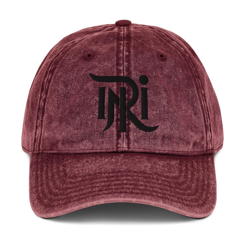 INRI Sacred Name Stylized 3D Puff Embroidered Vintage Cotton Twill Cap - Inken Image