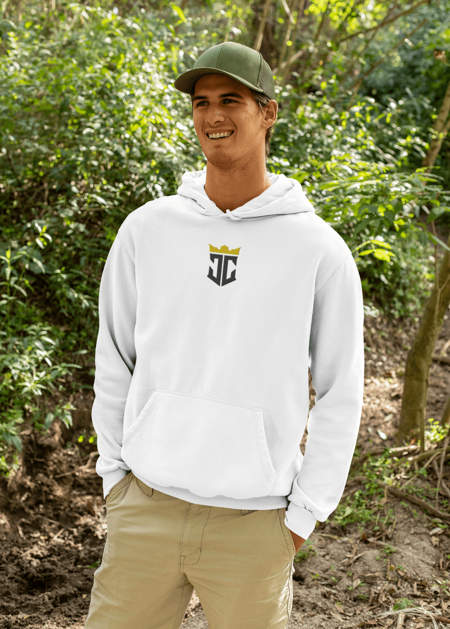 JC Emblem Jesus Christ Is King Embroidered Hoodie - Inken Image