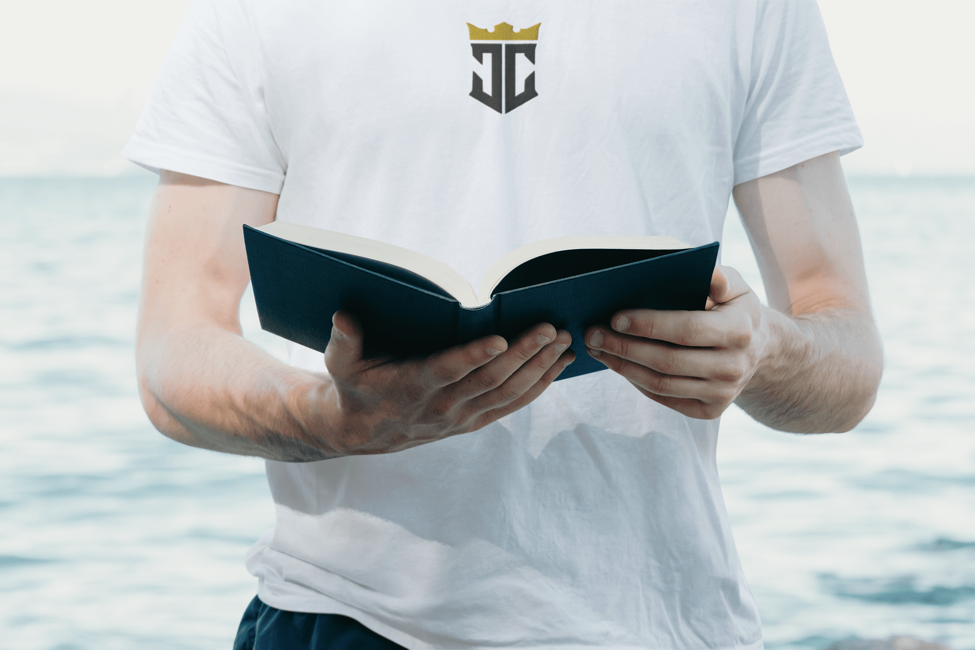 JC Emblem Jesus Christ Is King Embroidered T-Shirt - Inken Image