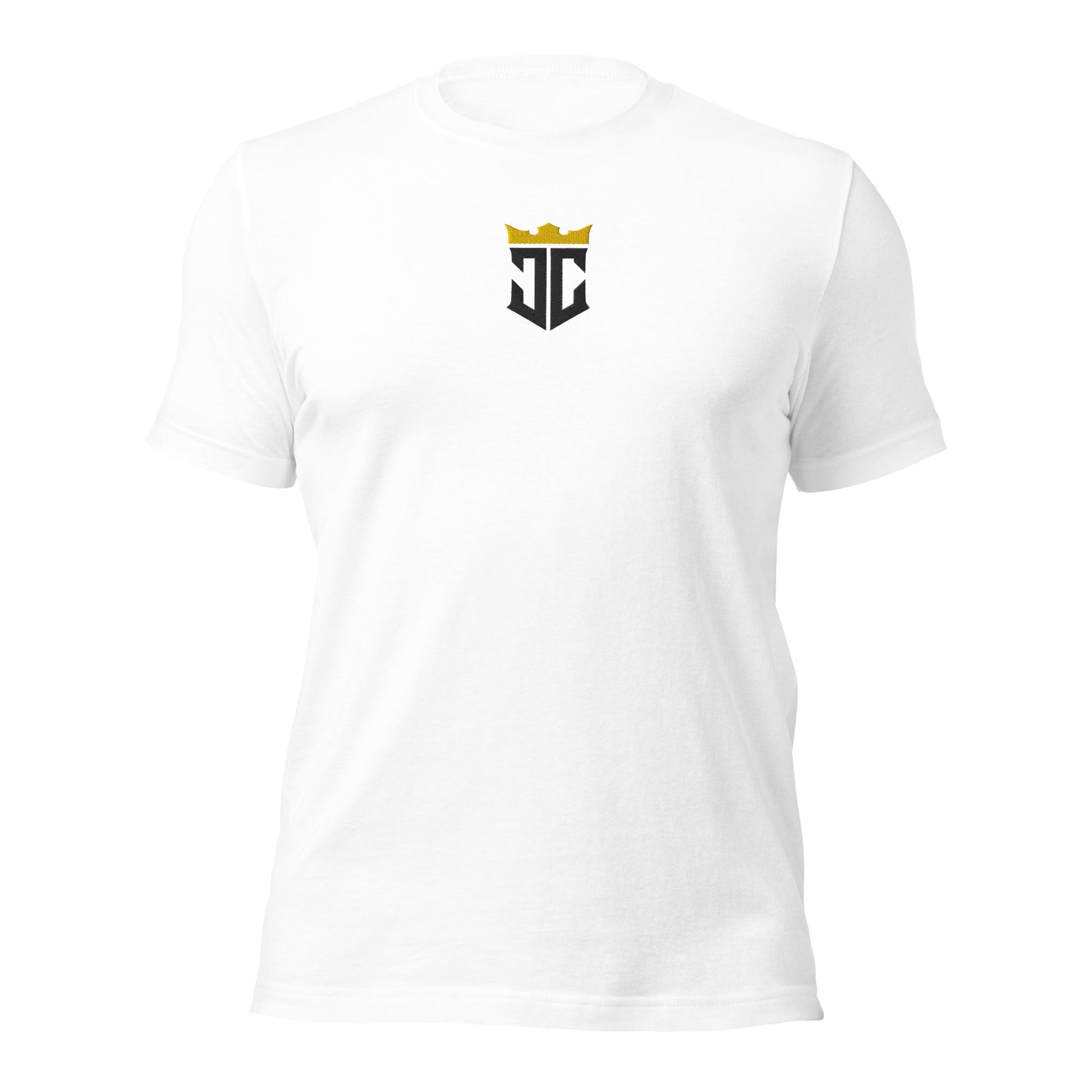 JC Emblem Jesus Christ Is King Embroidered T-Shirt - Inken Image