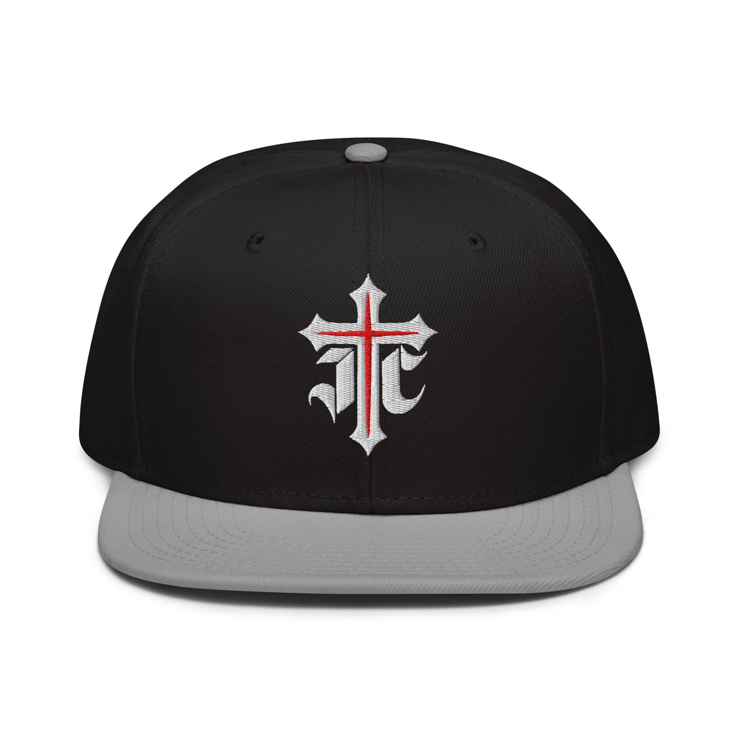 JC Gothic Cross, Flat Embroidered Christian Snapback - Inken Image