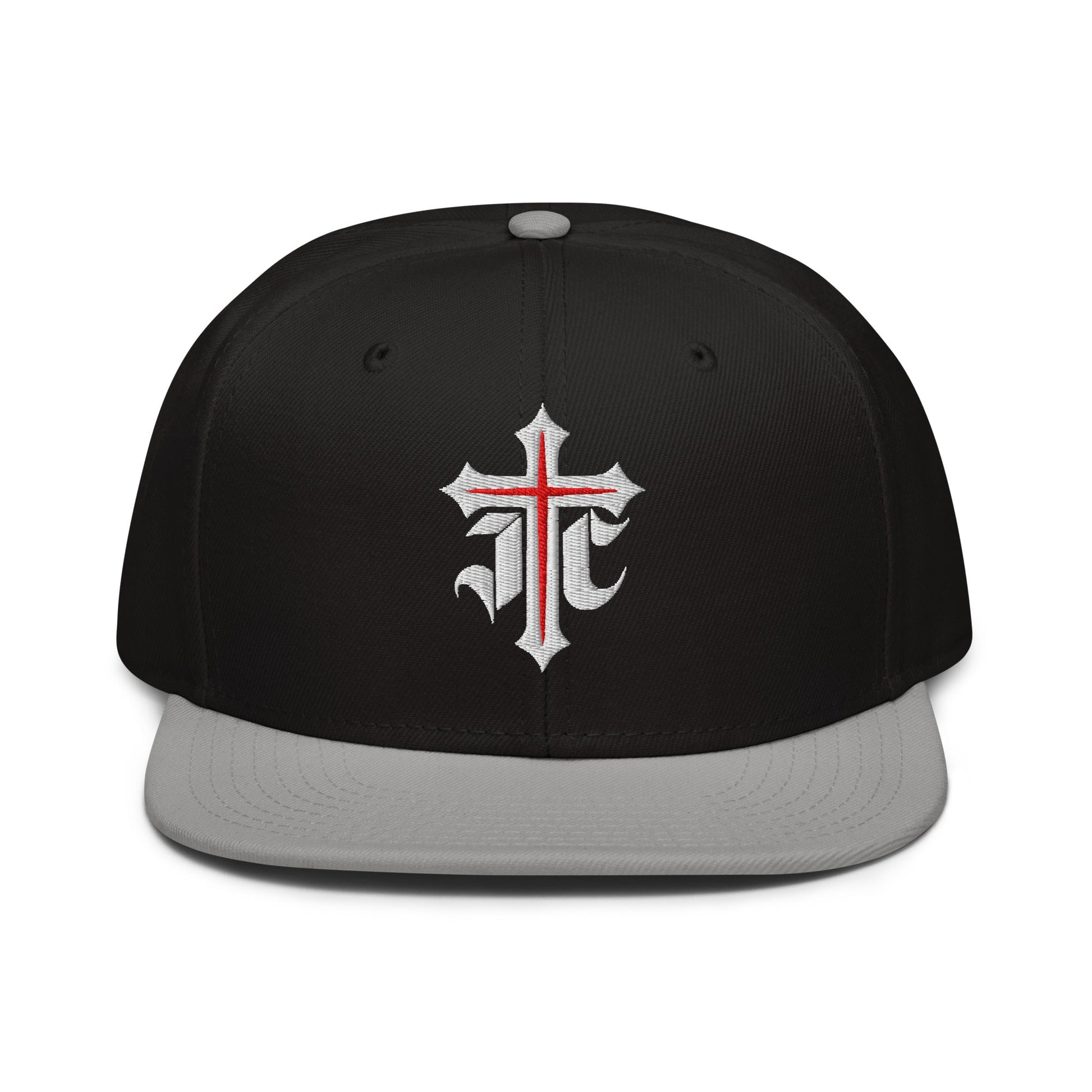 JC Gothic Cross, Flat Embroidered Christian Snapback - Inken Image