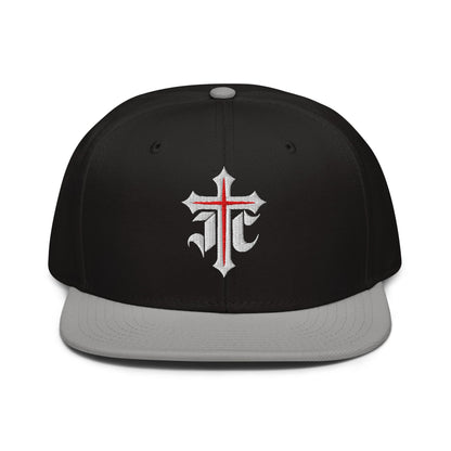 JC Gothic Cross, Flat Embroidered Christian Snapback - Inken Image