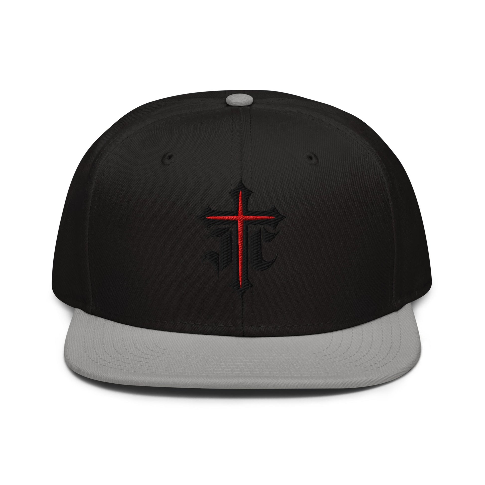 JC Gothic Cross, Flat Embroidered Christian Snapback - Inken Image