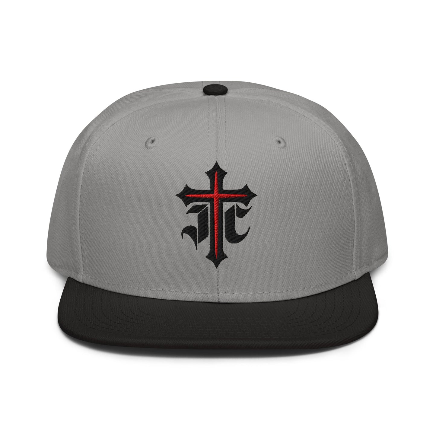 JC Gothic Cross, Flat Embroidered Christian Snapback - Inken Image
