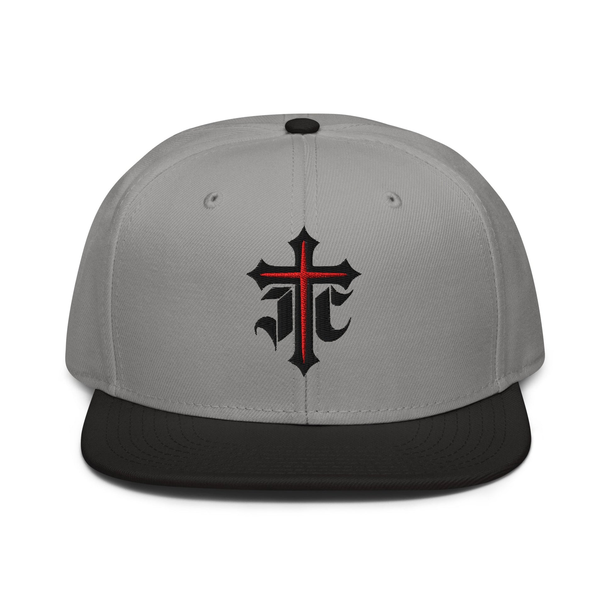 JC Gothic Cross, Flat Embroidered Christian Snapback - Inken Image