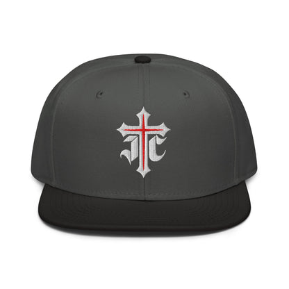 JC Gothic Cross, Flat Embroidered Christian Snapback - Inken Image