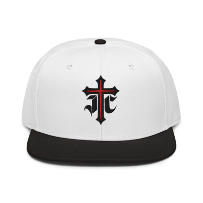 JC Gothic Cross, Flat Embroidered Christian Snapback - Inken Image
