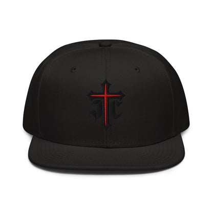JC Gothic Cross, Flat Embroidered Christian Snapback - Inken Image