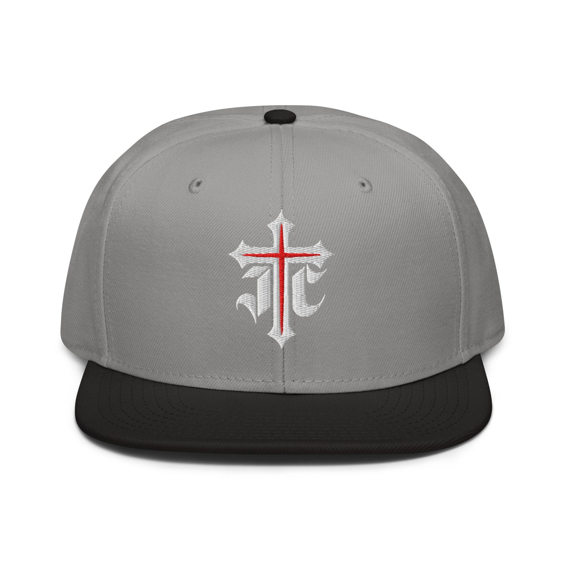 JC Gothic Cross, Flat Embroidered Christian Snapback - Inken Image