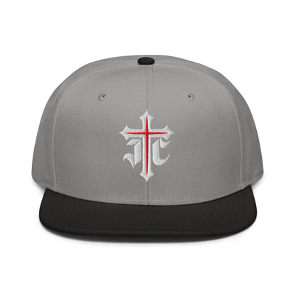JC Gothic Cross, Flat Embroidered Christian Snapback - Inken Image