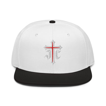 JC Gothic Cross, Flat Embroidered Christian Snapback - Inken Image