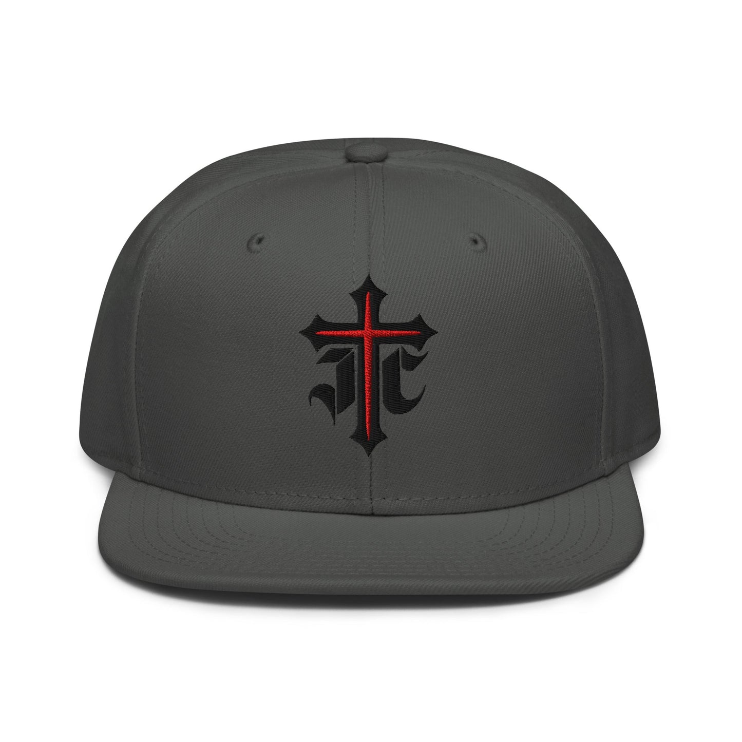 JC Gothic Cross, Flat Embroidered Christian Snapback - Inken Image