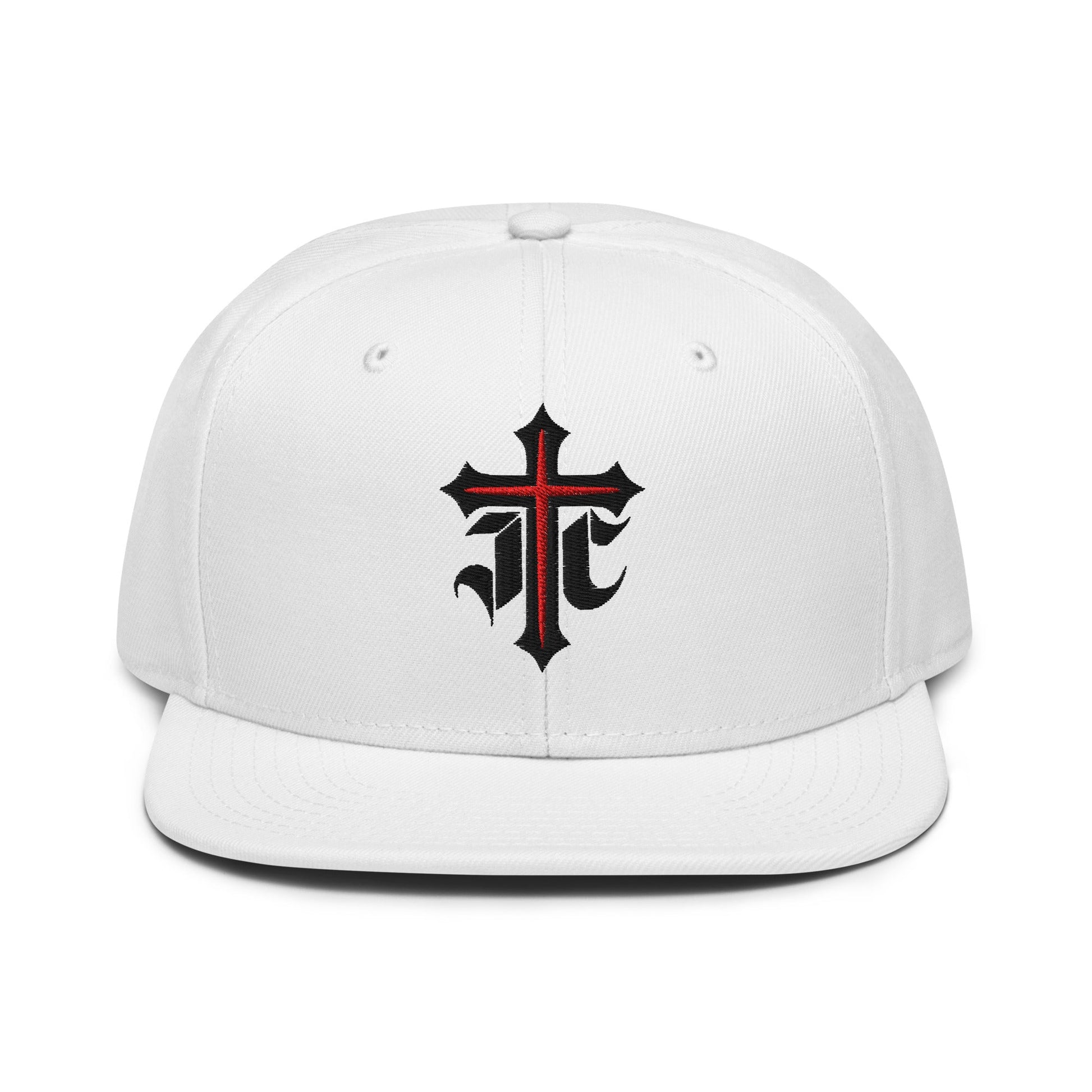 JC Gothic Cross, Flat Embroidered Christian Snapback - Inken Image