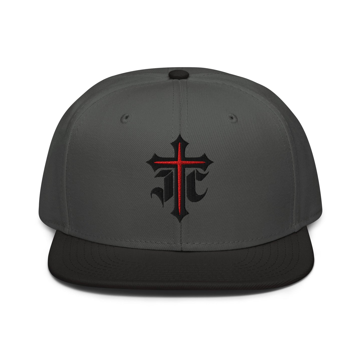 JC Gothic Cross, Flat Embroidered Christian Snapback - Inken Image