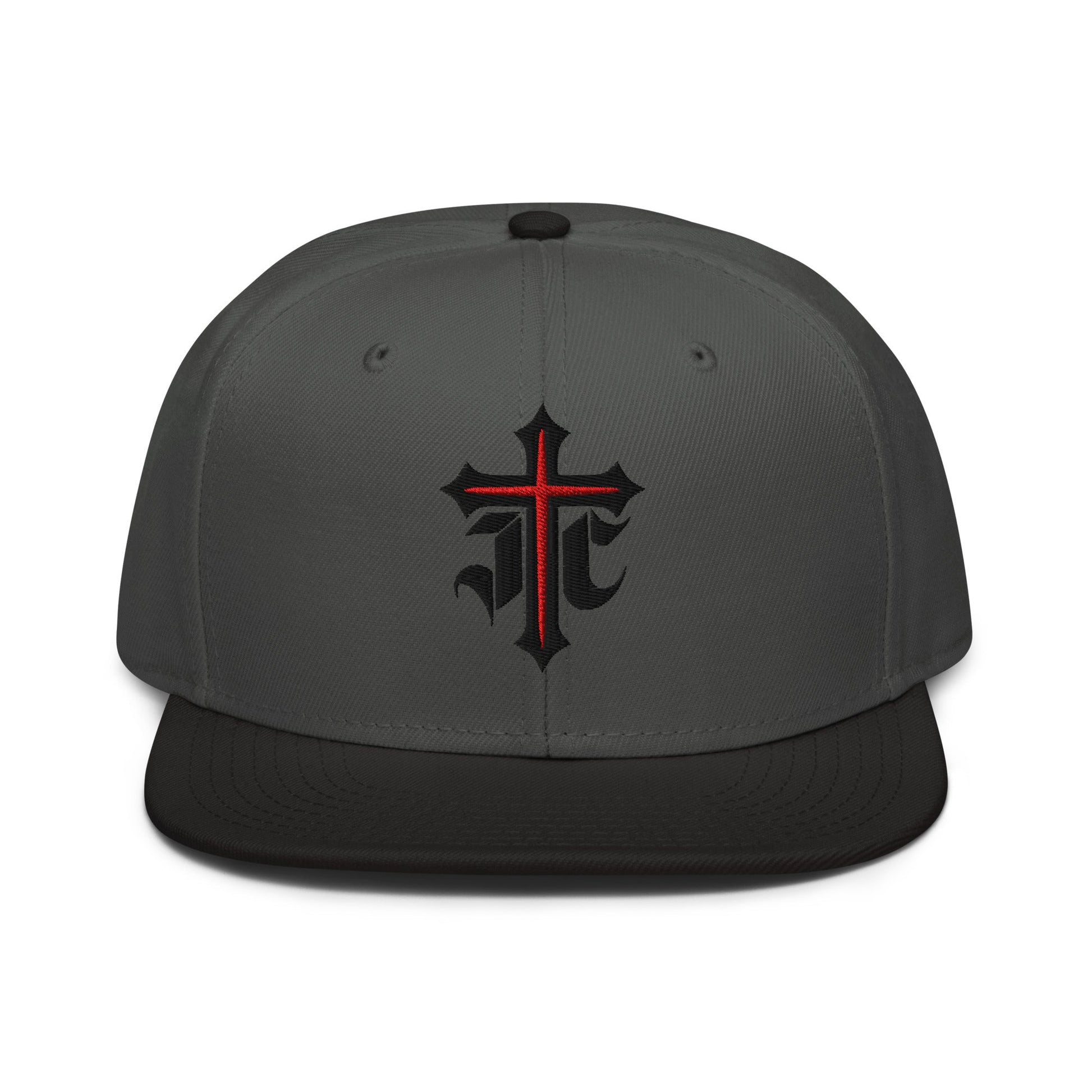 JC Gothic Cross, Flat Embroidered Christian Snapback - Inken Image