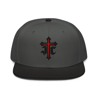 JC Gothic Cross, Flat Embroidered Christian Snapback - Inken Image