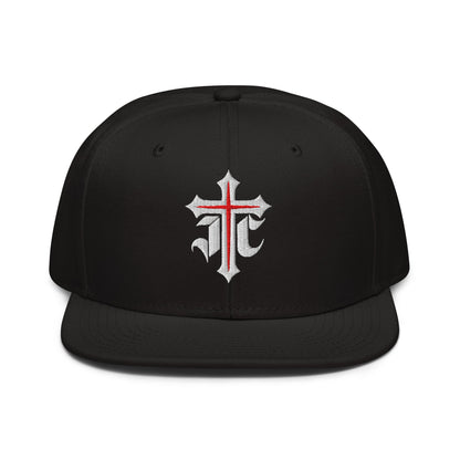 JC Gothic Cross, Flat Embroidered Christian Snapback - Inken Image