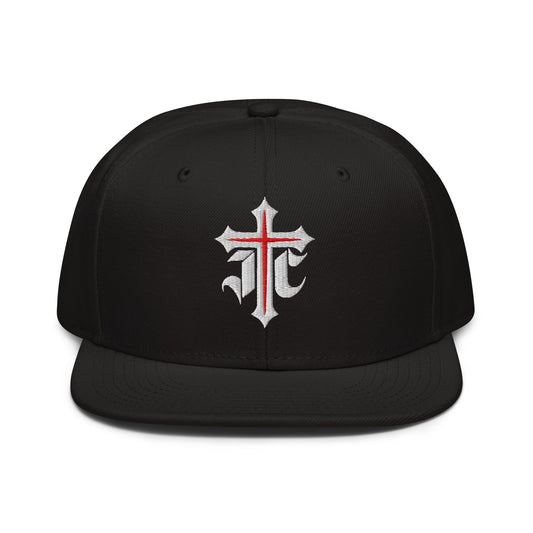 JC Gothic Cross, Flat Embroidered Christian Snapback - Inken Image