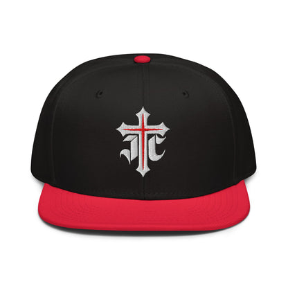 JC Gothic Cross, Flat Embroidered Christian Snapback - Inken Image