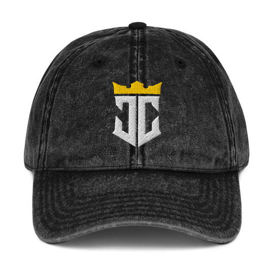 JC Monogram Jesus Christ Is King 3D Puff Embroidery Vintage Cotton Twill Cap - Inken Image