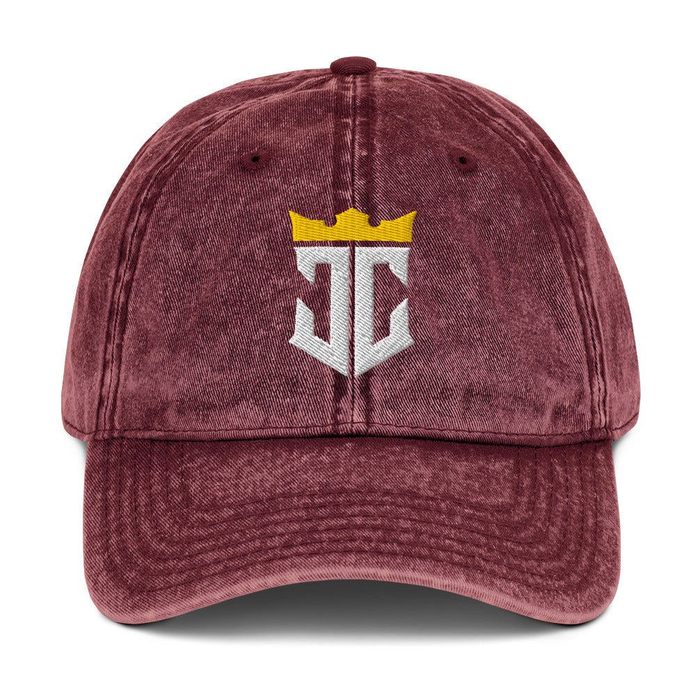 JC Monogram Jesus Christ Is King 3D Puff Embroidery Vintage Cotton Twill Cap - Inken Image