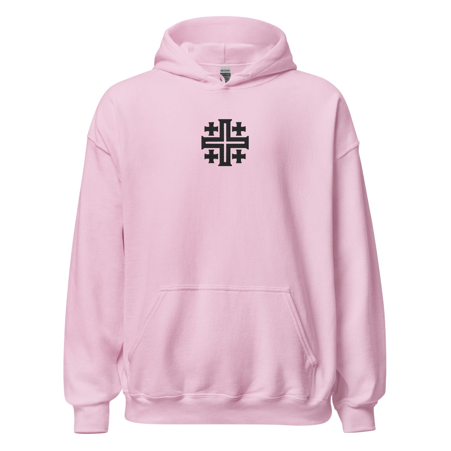 Jerusalem Cross Minimalist Embroidered Hoodie - Inken Image