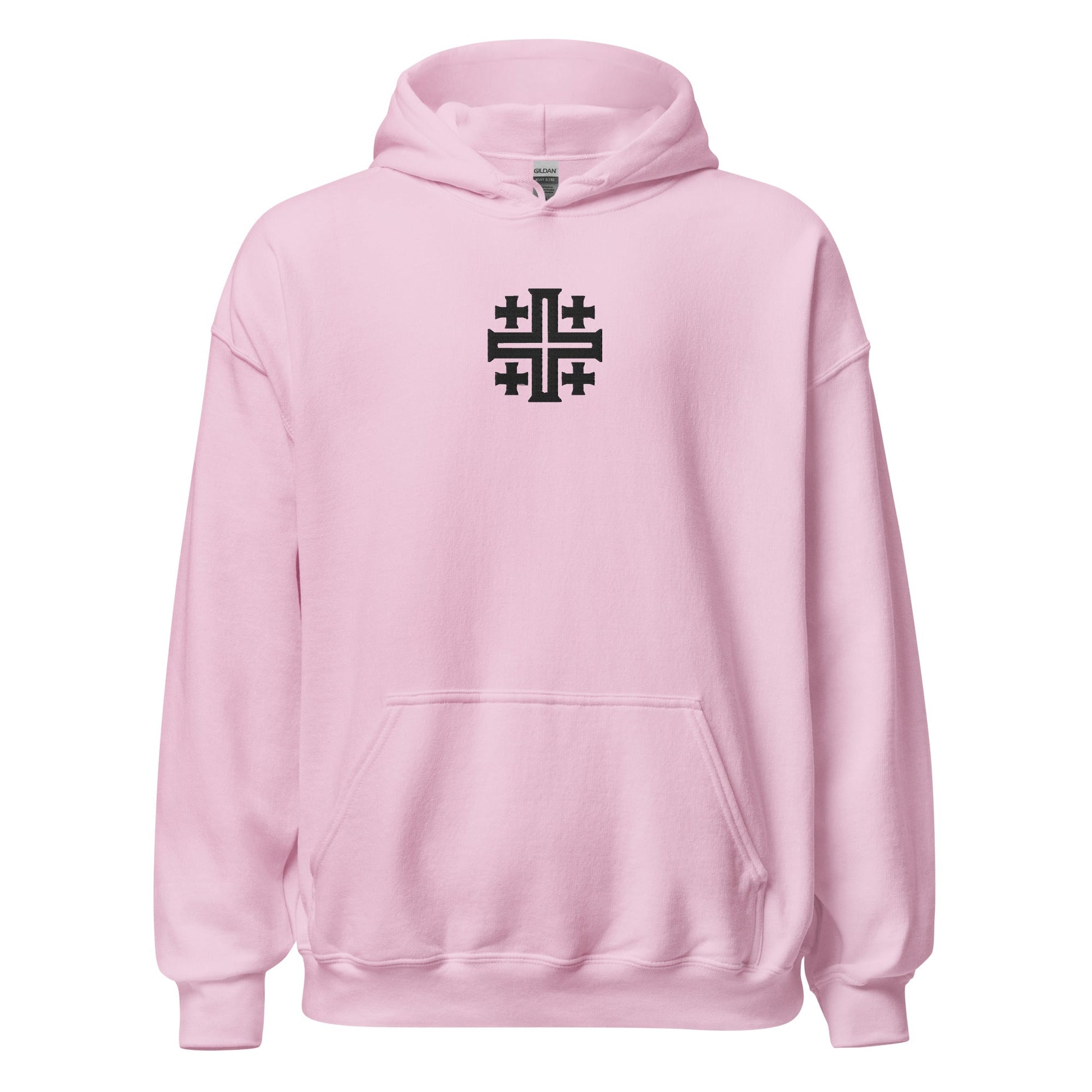 Jerusalem Cross Minimalist Embroidered Hoodie - Inken Image