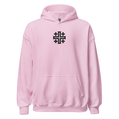 Jerusalem Cross Minimalist Embroidered Hoodie - Inken Image