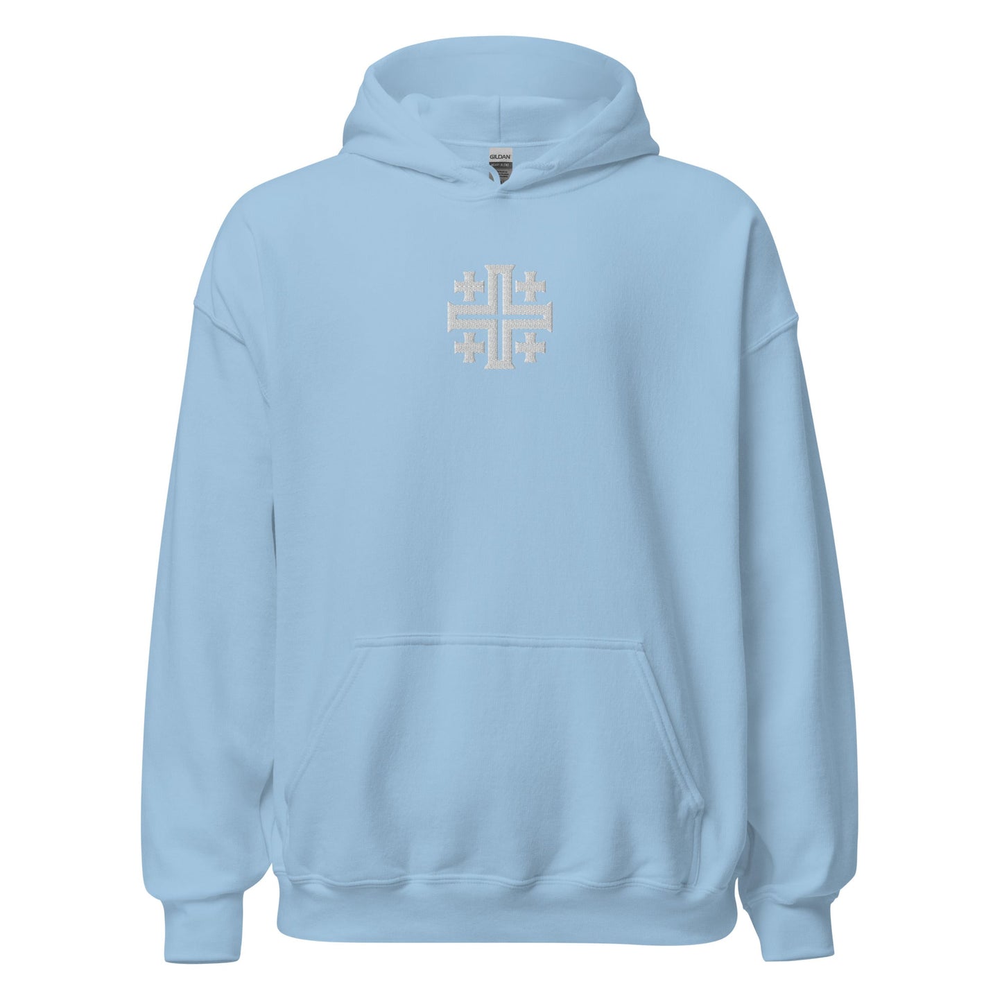 Jerusalem Cross Minimalist Embroidered Hoodie - Inken Image