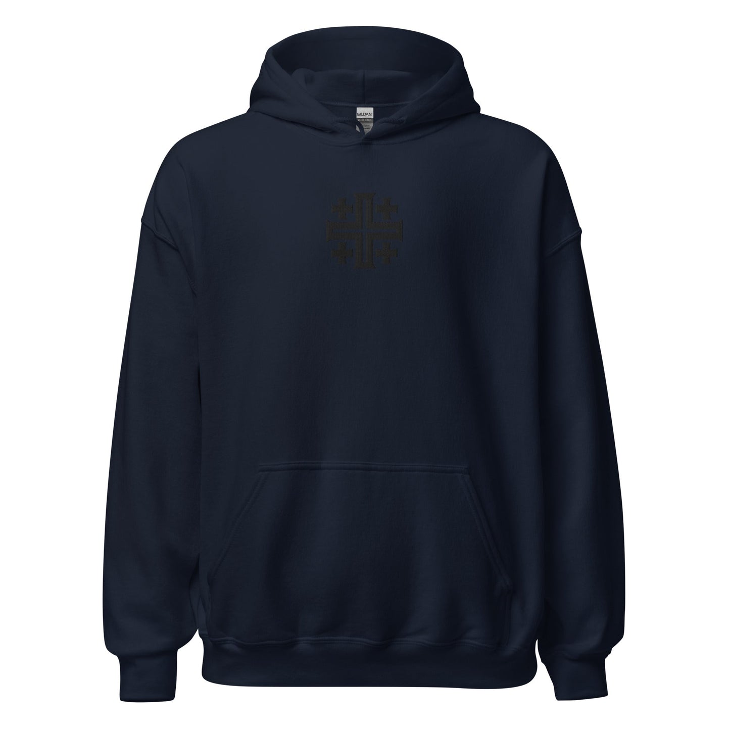 Jerusalem Cross Minimalist Embroidered Hoodie - Inken Image