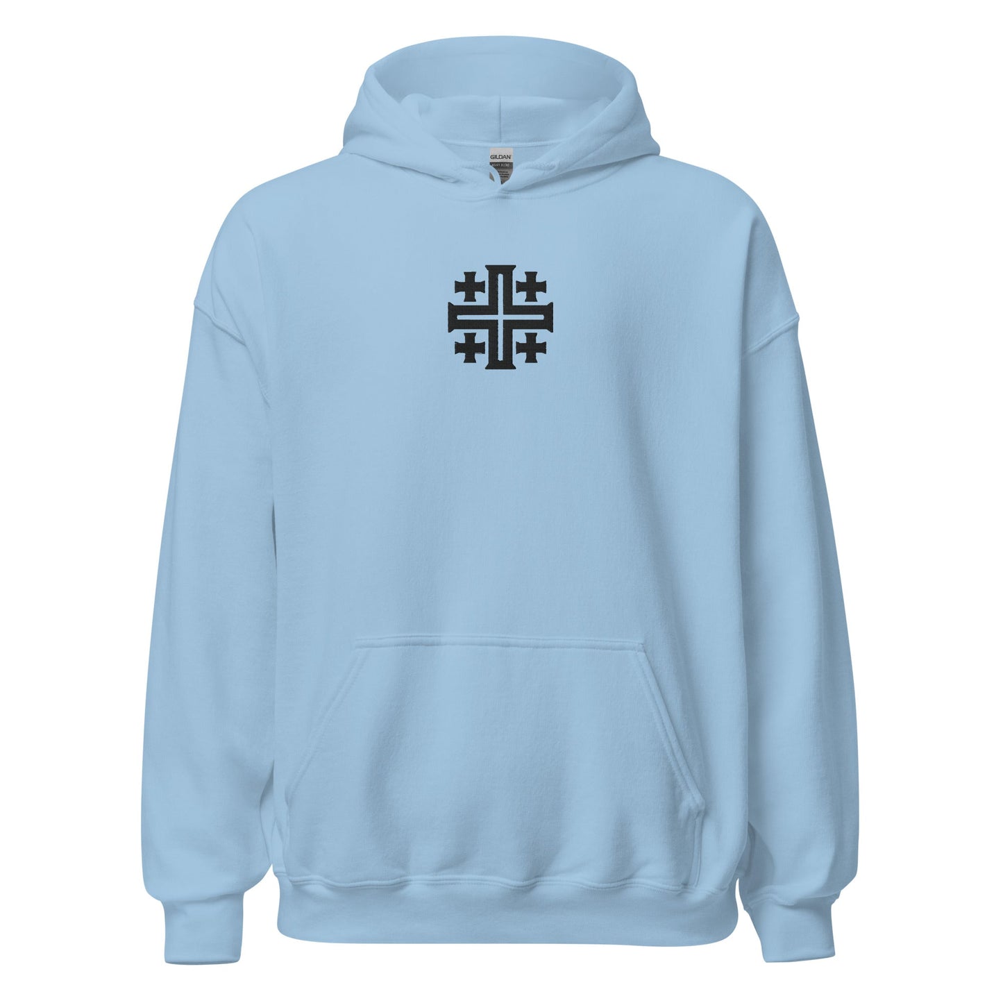 Jerusalem Cross Minimalist Embroidered Hoodie - Inken Image
