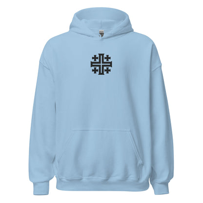 Jerusalem Cross Minimalist Embroidered Hoodie - Inken Image