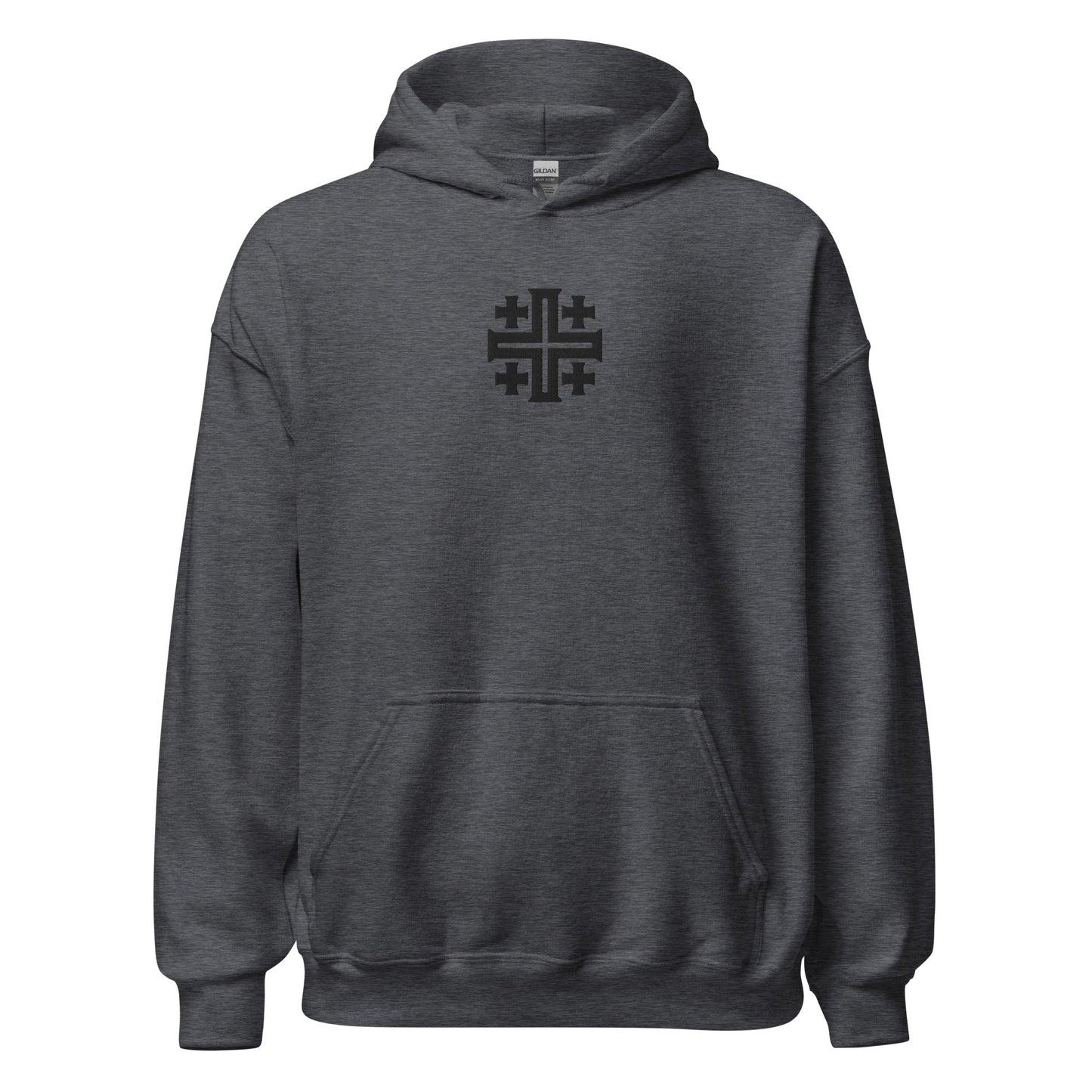 Jerusalem Cross Minimalist Embroidered Hoodie - Inken Image