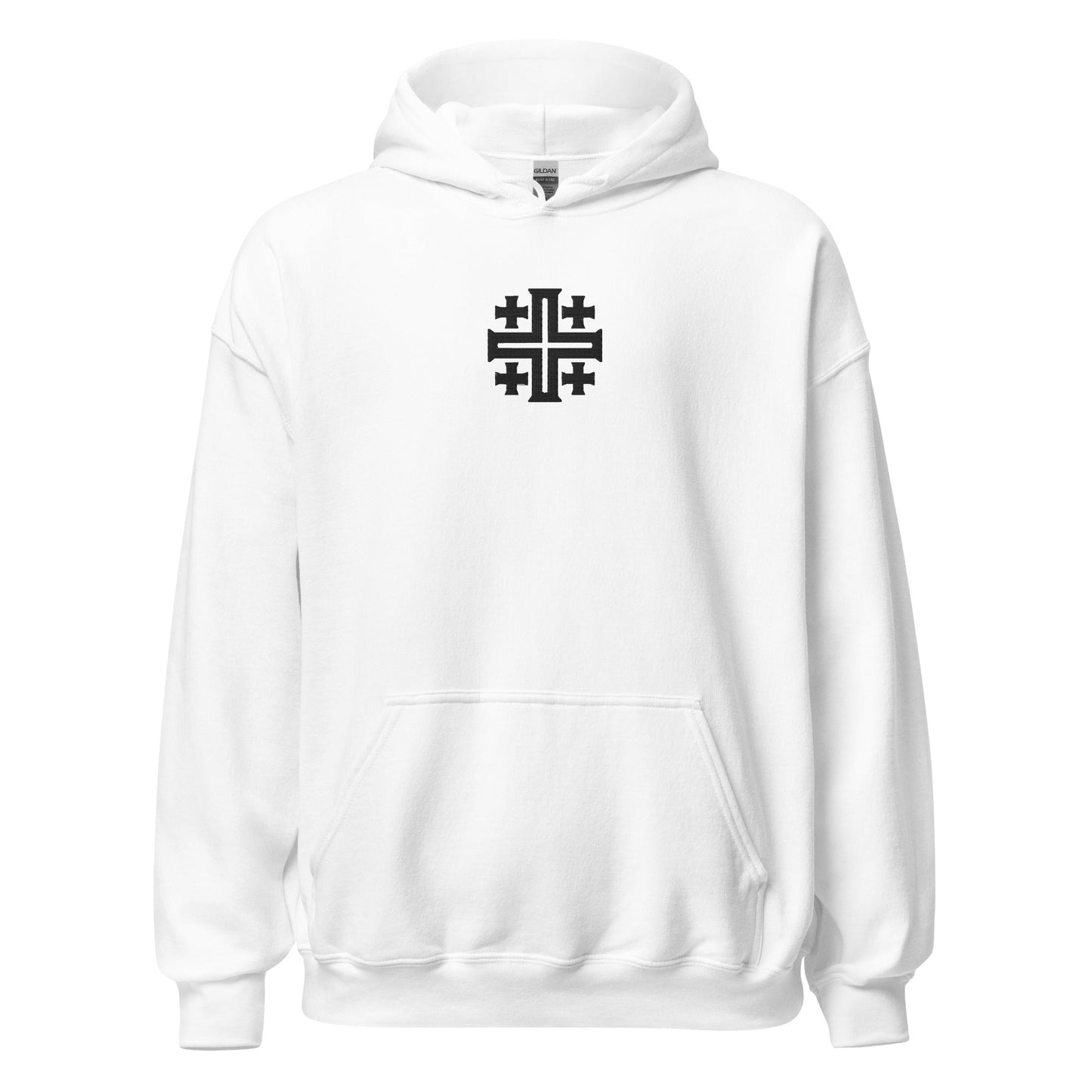 Jerusalem Cross Minimalist Embroidered Hoodie - Inken Image