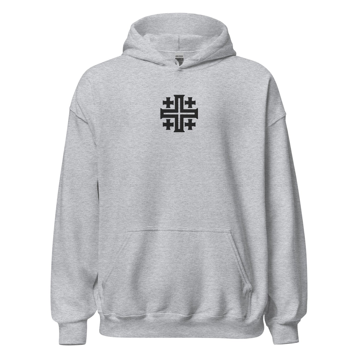 Jerusalem Cross Minimalist Embroidered Hoodie - Inken Image