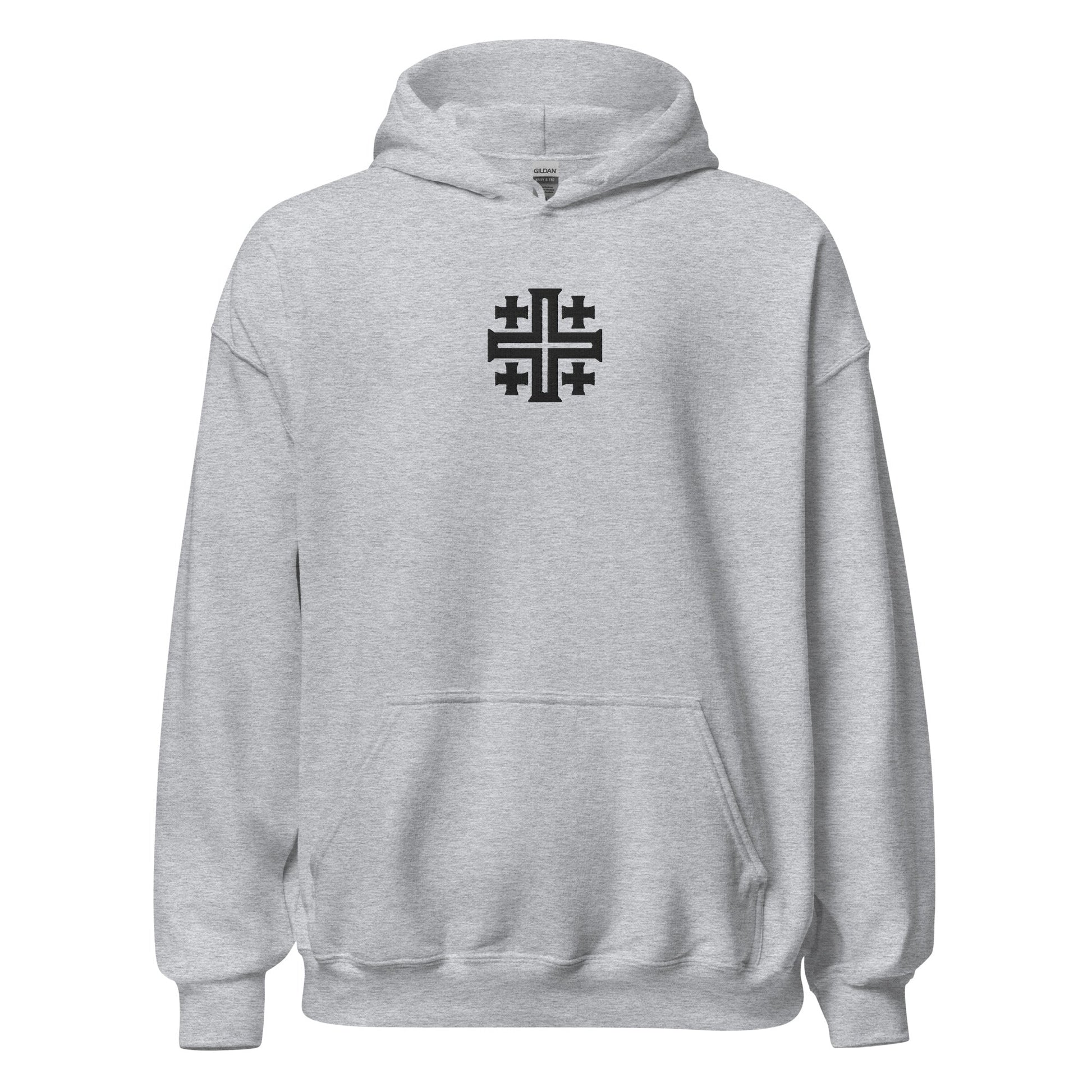 Jerusalem Cross Minimalist Embroidered Hoodie - Inken Image