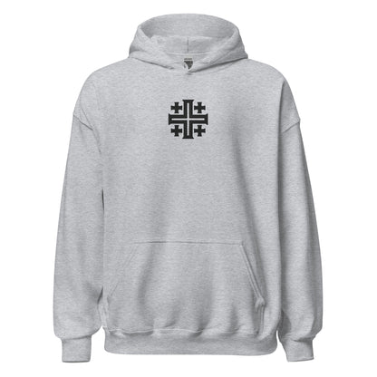 Jerusalem Cross Minimalist Embroidered Hoodie - Inken Image