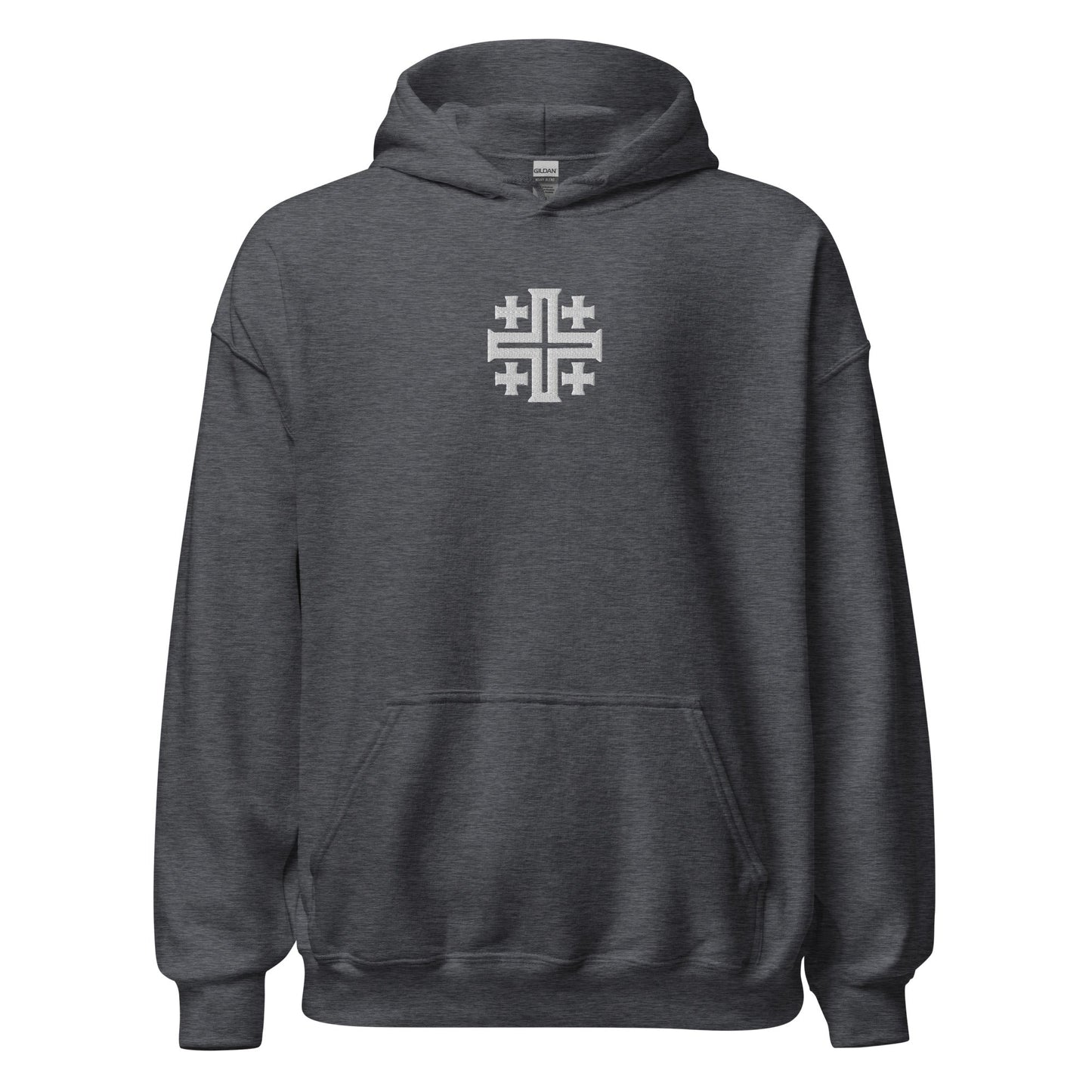 Jerusalem Cross Minimalist Embroidered Hoodie - Inken Image